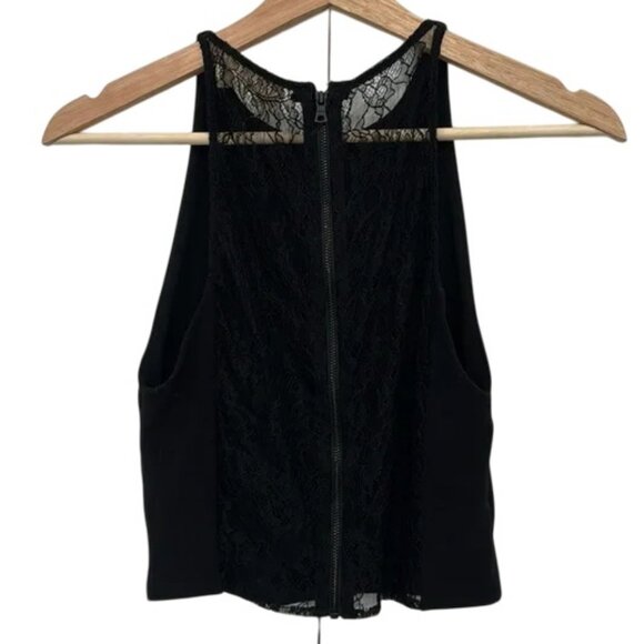 Alice + Olivia lace back cropped tank top black women's size S - Picture 4 of 4